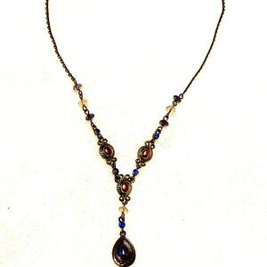 Vintage Avon SH Muliti-Color drop Lariat Necklace Tone Necklace 10 Inch